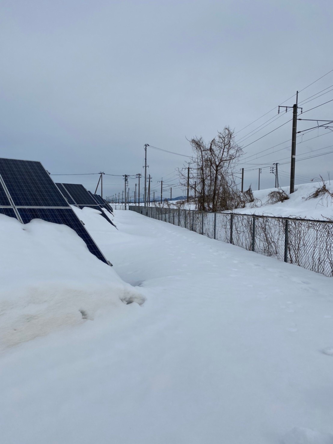 太陽光発電所の除雪
